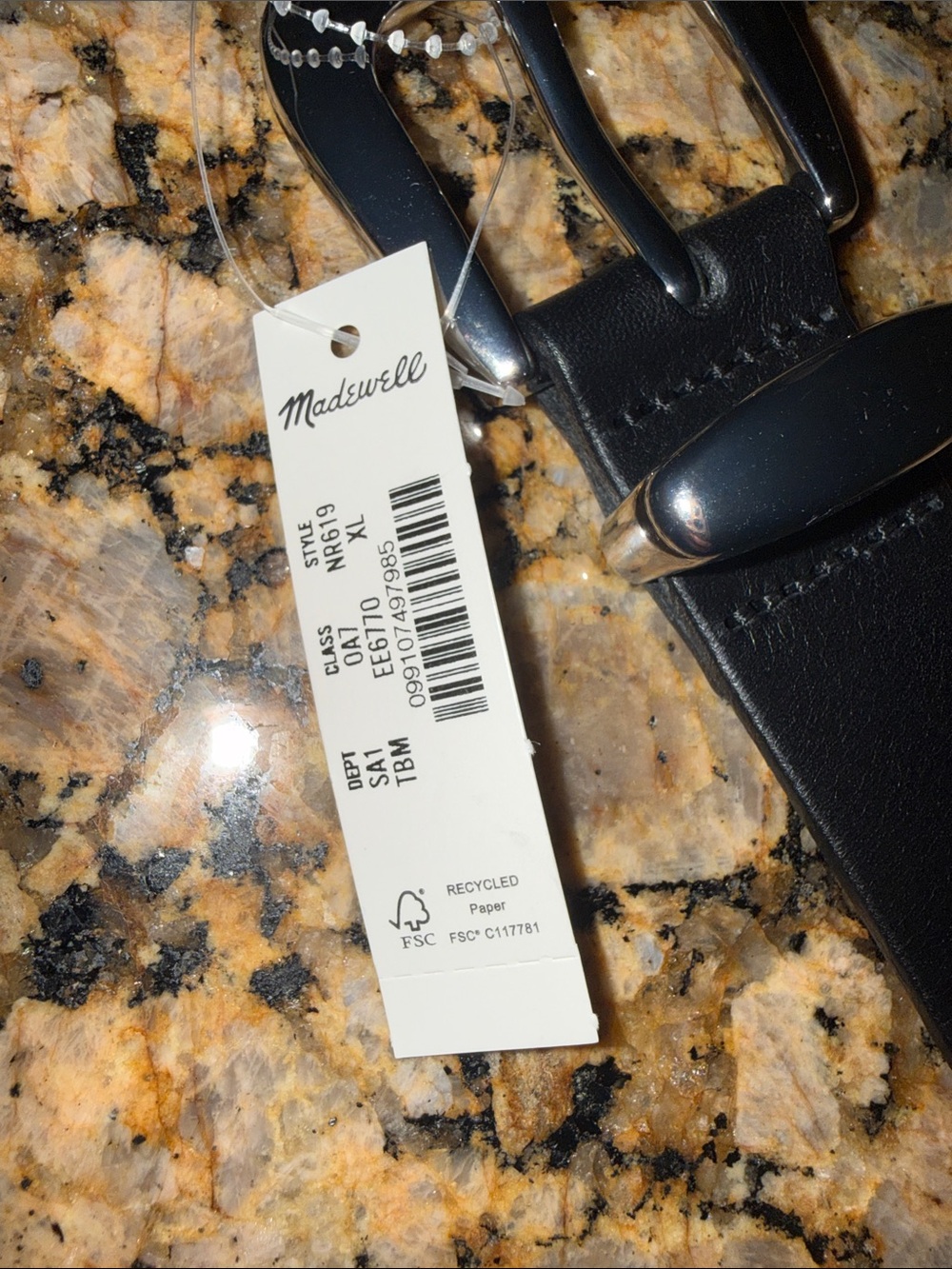 Madewell Studded Western True Black Leather Belt, Size X-Large, NWT - Picture 6 of 6